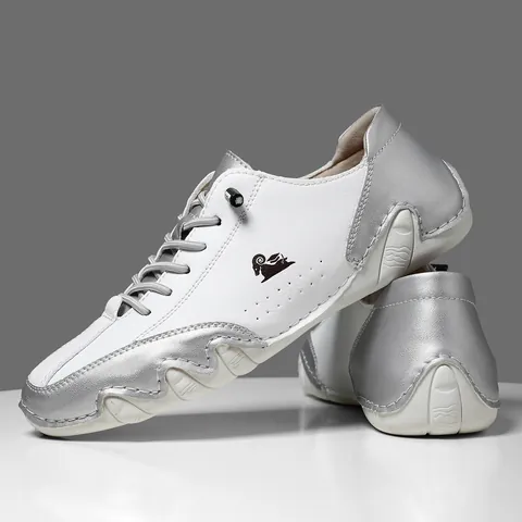 Zapatos Casuales de Cuero de Microfibra de Caña Baja Unisex de Moda con Suela de Ola Antideslizantes y Transpirables para Caminar