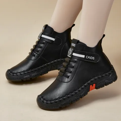 Women's Fashion Martin Boots Casual Microfiber Leather Ankle Boots Warm Non-Slip Soft Sole Flat Shoes For Autumn Winter