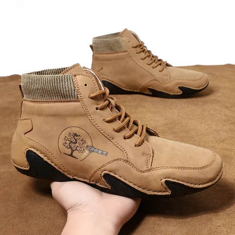 Botas Chelsea Martin de Hombre para Exterior Microfibra Aspecto Gamuza con Cuello de Punto Antideslizantes Botas de Trabajo Retro