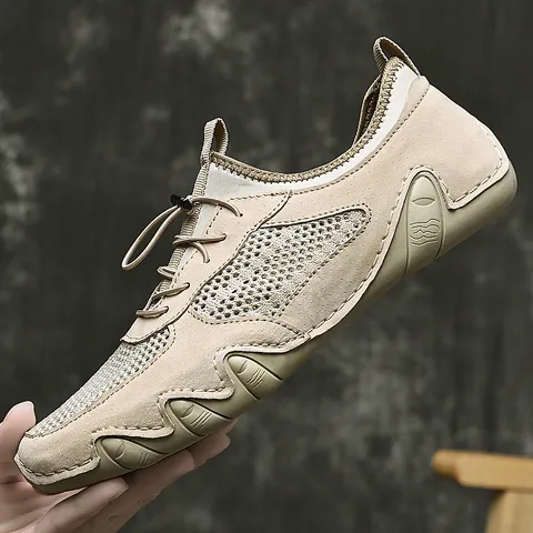 Ανδρικά Casual Διχτυωτά Αναπνεύσιμα Sneakers Δερμάτινα Παπούτσια Εξωτερικού Χώρου Αντιολισθητική Σόλα με Ελαστικό Κορδόνι