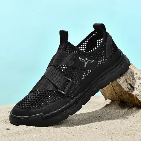 Sandales de Plage en Maille Respirante pour Hommes Extérieur Antidérapant Semelle en Caoutchouc Chaussures d'Eau Été