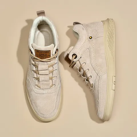 Men's High-Top Leisure Board Shoes Bovine Split Leather Breathable Retro Workwear Outdoor Fashion Sneakers For Men