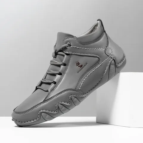 Bottines Martin Hautes pour Hommes Décontractées en Cuir Microfibre Automne Hiver Chaussures Extérieur Antidérapantes Style Britannique Rétro
