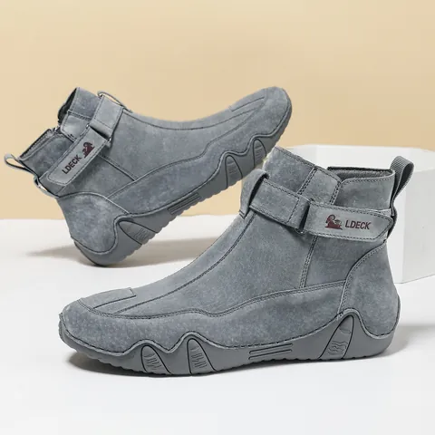 Men Retro Pigskin Leather Martin Boots High Top Side Zipper Non Slip Outdoor Casual Fashion Boots For Autumn Winter
