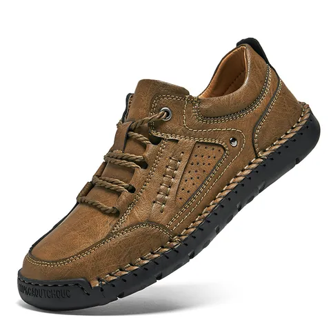 Men's Casual Microfiber Leather Loafers Comfortable Slip-On Driving Shoes Retro Hand Stitched Breathable Moccasins Flat Sneakers