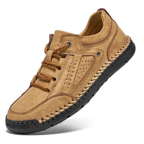 Men's Casual Microfiber Leather Loafers Comfortable Slip-On Driving Shoes Retro Hand Stitched Breathable Moccasins Flat Sneakers