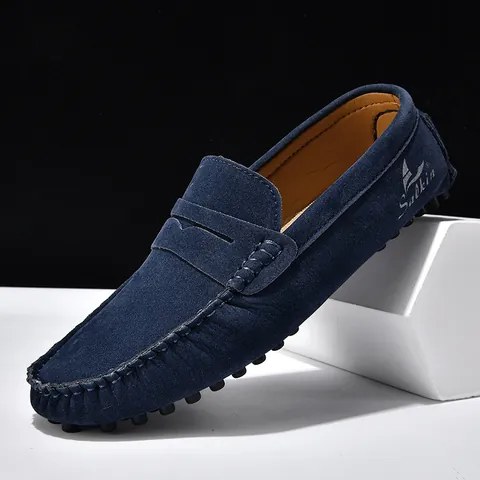Men Casual Faux Suede Loafers Moccasins Driving Shoes Solid Color Flat Breathable Slip-on Fashion Footwear Couple Loafers Shoes