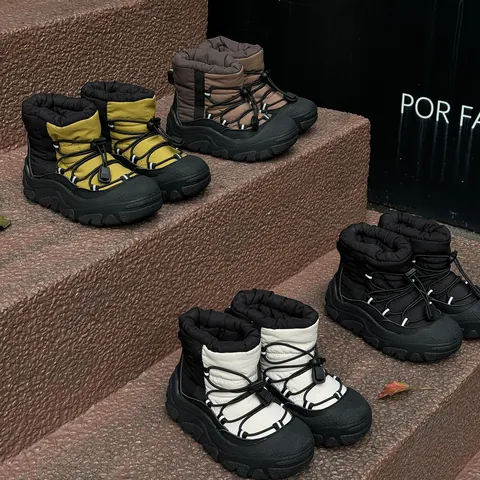 Botas de Nieve Impermeables de Invierno para Niños Niñas Cálidas Forradas de Peluche Antideslizantes con Cierre de Cordón