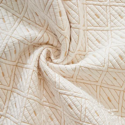 Copridivano Trapuntato in Cotone Antiscivolo Motivo Geometrico a Rombi Protezione per Divano per Soggiorno Vintage Home Decor