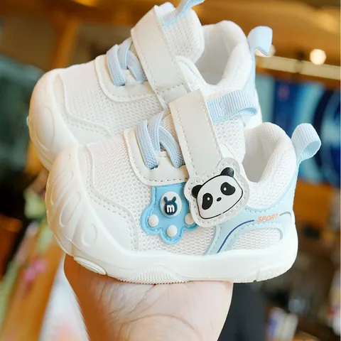 Baby Ademende Mesh Loopschoentjes Antislip Zachte Zool Eerste Stappen Peuter Cartoon Panda Sport Sneakers Voor Jongens Meisjes