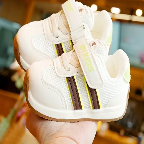 Infant Baby Walking Shoes Striped Mesh Breathable Sneakers For Toddler Boys Girls Non-Slip Soft Sole Casual Shoes Magic Tape