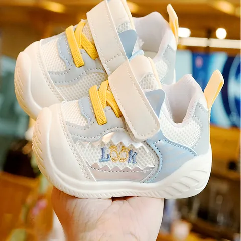 Infant Baby First Walker Shoes Breathable Mesh Upper Toddler Sneakers Non Slip Soft Sole Hook And Loop Casual Sport Shoes