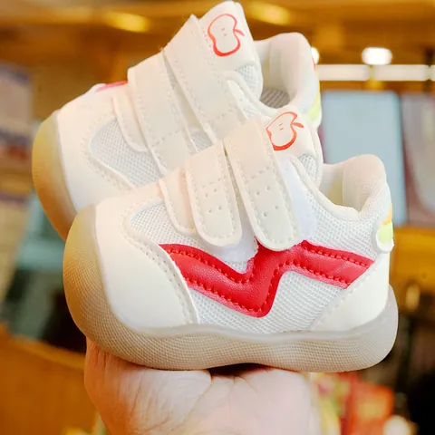 Baby Walking Shoes Breathable Mesh Toddler Sneakers Soft Sole First Walkers With Double Velcro Straps Anti Collision Toe Toddler Boys Girls Shoes