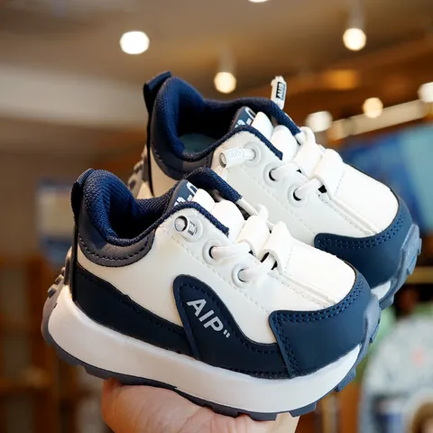 Toddler Baby First Walker Shoes Synthetic Leather Soft Sole Non-slip Breathable Sneakers Color Blocked Spring Autumn Shoes