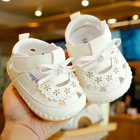 Infant Baby Girls Princess Sandals Soft Sole Prewalker Shoes Bow Floral Hollow Out Summer First Walkers Sandals
