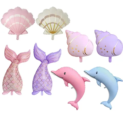 Ocean Theme Mermaid Tail Shell Foil Balloons Cartoon Aluminum Film Balloon For Kids Birthday Party Decorations