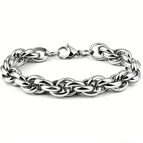 Men Stainless Steel Cuban Link Necklace Hip Hop Gold Plated Twist Chain Bracelet Jewelry For Unisex Daily Wear