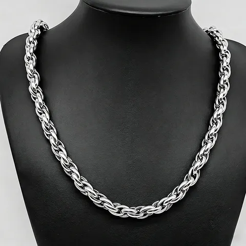 Minimalist Stainless Steel Chunky Wheat Link Necklace For Men Women Twisted Rope Braided Chain Bracelet Jewelry Gift