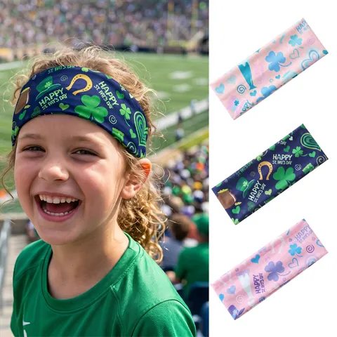 Cintas Para El Pelo Niños Día De San Patricio Tela Elástica Patrón Trébol Bandas Elásticas Para Fiesta Vacaciones Deporte Diario