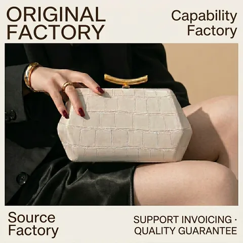 Sac De Soirée Pour Femmes Motif Crocodile Cuir PU Pochette De Mariage Géométrique Avec Poignée Croissant Dorée