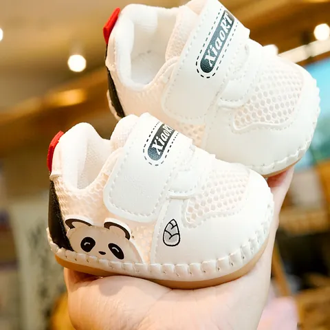 Infant Summer Sandals Breathable Mesh Baby Walking Shoes With Soft PVC Sole Cartoon Panda Pattern For Newborn Toddlers
