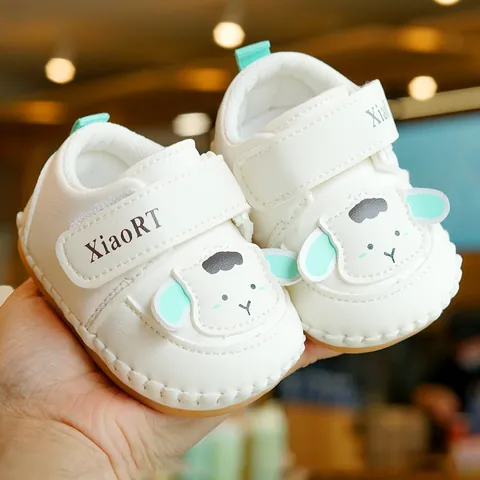Cute Cartoon Sheep Baby Pre-walker Shoes Soft Sole Anti-slip Synthetic Leather Infant Toddler First Walker Shoes Velcro