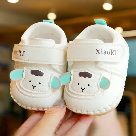 Cute Cartoon Sheep Baby Pre-walker Shoes Soft Sole Anti-slip Synthetic Leather Infant Toddler First Walker Shoes Velcro