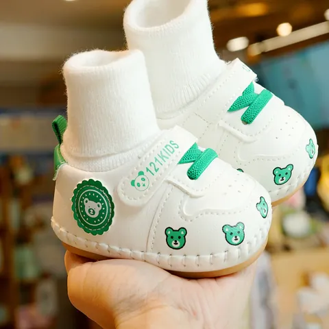 Infant Baby Soft Sole Prewalker Shoes Non-Slip Breathable Cartoon Bear Sock Shoes For 0-1 Year Old Toddler Boys Girls