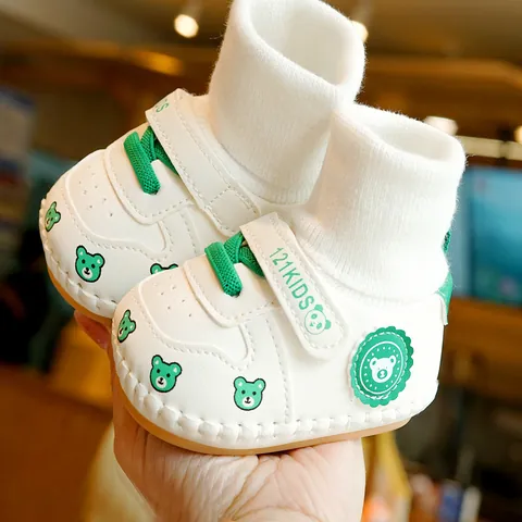 Infant Baby Soft Sole Prewalker Shoes Non-Slip Breathable Cartoon Bear Sock Shoes For 0-1 Year Old Toddler Boys Girls
