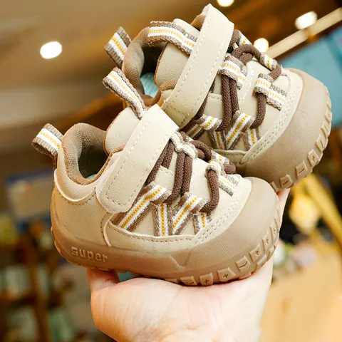Baby Toddler Walking Shoes Synthetic Leather Soft Sole Non-slip Sneakers With Hook-and-loop Breathable Infant First Walker Shoes