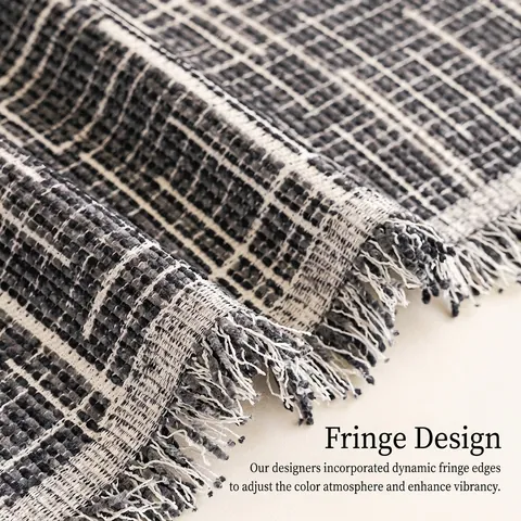 Modern Ruitjes Bankhoes Met Kwastjes Universele Dikke Geweven Bankhanddoek Eendelige Anti Kattenkrab Couch Beschermer Thuis Decor