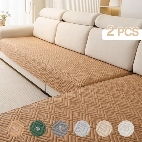 Waterproof Non-Slip Quilted Sofa Cushion Cover Brushed Fabric Geometric Diamond Pattern Furniture Protector For Sectional Sofa Home Decor