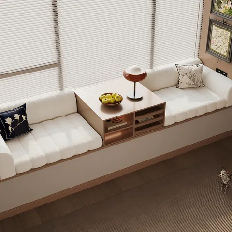 Moderner Minimalistischer Teddy-Fleece-Erkerfenster-Matte Rutschfeste Modulare Klaviertastendesign Abnehmbare Waschbare Tatami-Kissen
