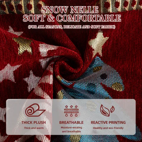 Christmas Reindeer Tree Pattern Chenille Sofa Cushion Thickened Anti Slip Couch Protective Cover Festive Home Decor Slipcover