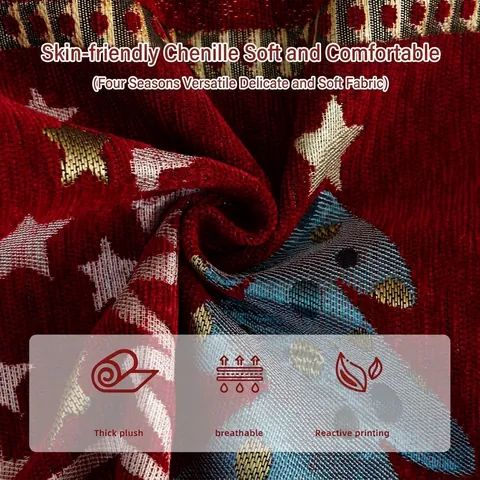 Weihnachten Rentier Baum Muster Chenille Sofakissen Verdickt Rutschfester Couch Schutzbezug Festliche Heimdekoration Überzug