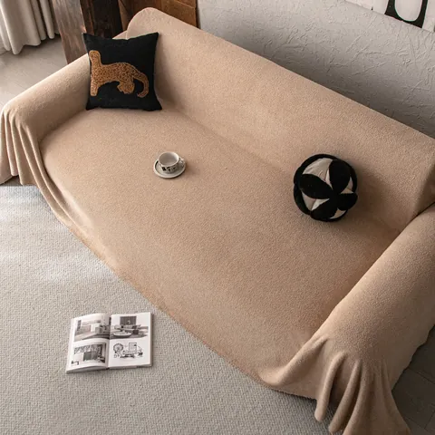 Copridivano Moderno in Velluto Ant Spesso Tinta Unita Peluche Protezione Mobili Texture Granulare Coperta Morbida e Calda
