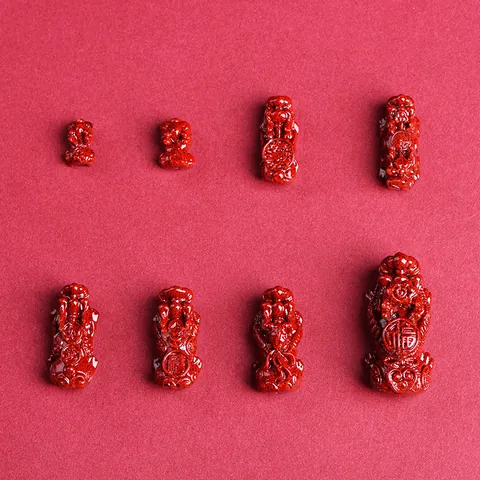 Pendenti Pixiu in Cinabro Naturale per Creazione Gioielli DIY Bestia Mitica Cinese Tradizionale Ciondoli Auspiciosi Accessori Protezione Ricchezza