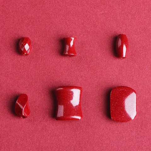 Perline Sfuse in Cinabro Naturale Sabbia d'Oro Porpora per Creazione Gioielli DIY Stile Cinese Vintage Rosse con Glitter Accessori per Gioielli Lucidati