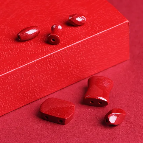 Perline Sfuse in Cinabro Naturale Sabbia d'Oro Porpora per Creazione Gioielli DIY Stile Cinese Vintage Rosse con Glitter Accessori per Gioielli Lucidati