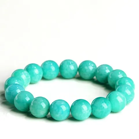 Braccialetto di Perle in Amazonite Naturale Pietra Blu Verde Lucidata Stile Etnico Gioielli Fatti a Mano per Uomo Donna Regalo Unisex