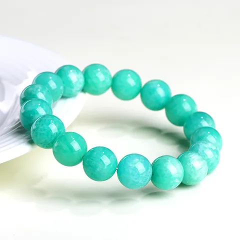 Braccialetto di Perle in Amazonite Naturale Pietra Blu Verde Lucidata Stile Etnico Gioielli Fatti a Mano per Uomo Donna Regalo Unisex