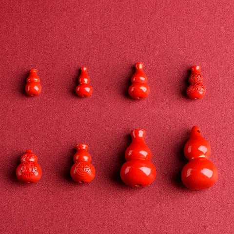 Ciondolo a Forma di Zucca Wu Lou in Cinabro Rosso per Creazione di Gioielli DIY Charm in Cinabro per Collana Bracciale Accessori
