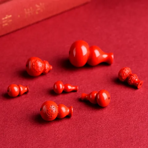Ciondolo a Forma di Zucca Wu Lou in Cinabro Rosso per Creazione di Gioielli DIY Charm in Cinabro per Collana Bracciale Accessori