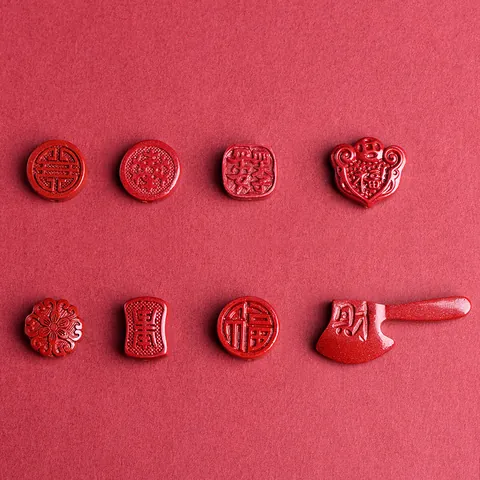 Ciondoli in Cinabro Accessori per Gioielli Fai da Te Stile Cinese Fortuna Ricchezza Pendenti Ascia Rossa Perline Rotonde a Fiore