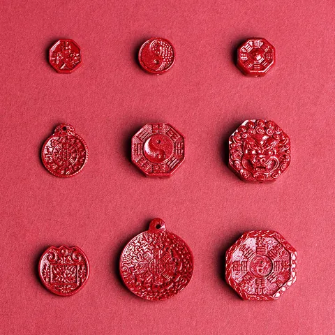 Red Cinnabar Purple Gold Sand Eight Trigrams Tai Chi Pendant Charms For DIY Jewelry Making Ethnic Style Craft Accessories
