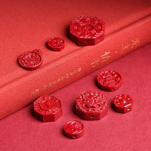 Red Cinnabar Purple Gold Sand Eight Trigrams Tai Chi Pendant Charms For DIY Jewelry Making Ethnic Style Craft Accessories