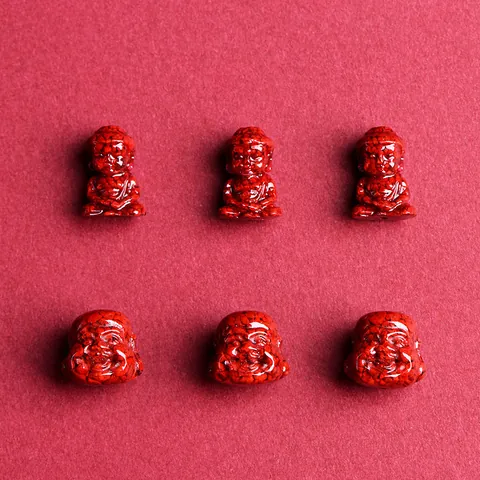 Red Cinnabar Buddha Head Loose Beads Polished Religious Style Charms For Jewelry Making DIY Handcrafted Necklaces Accessories