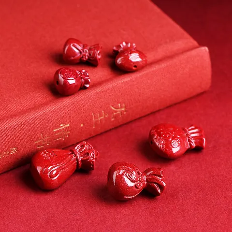 Ciondoli a Sacchetto della Fortuna in Cinabro Rosso Tradizionale Cinese per Fai da Te Creazione Gioielli Accessori