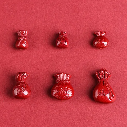 Ciondoli a Sacchetto della Fortuna in Cinabro Rosso Tradizionale Cinese per Fai da Te Creazione Gioielli Accessori