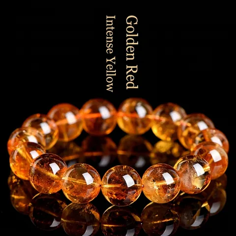 Natural Golden Citrine Beaded Bracelet High Grade 7A 6A Round Stone Healing Crystal Energy Jewelry For Men Women Gift